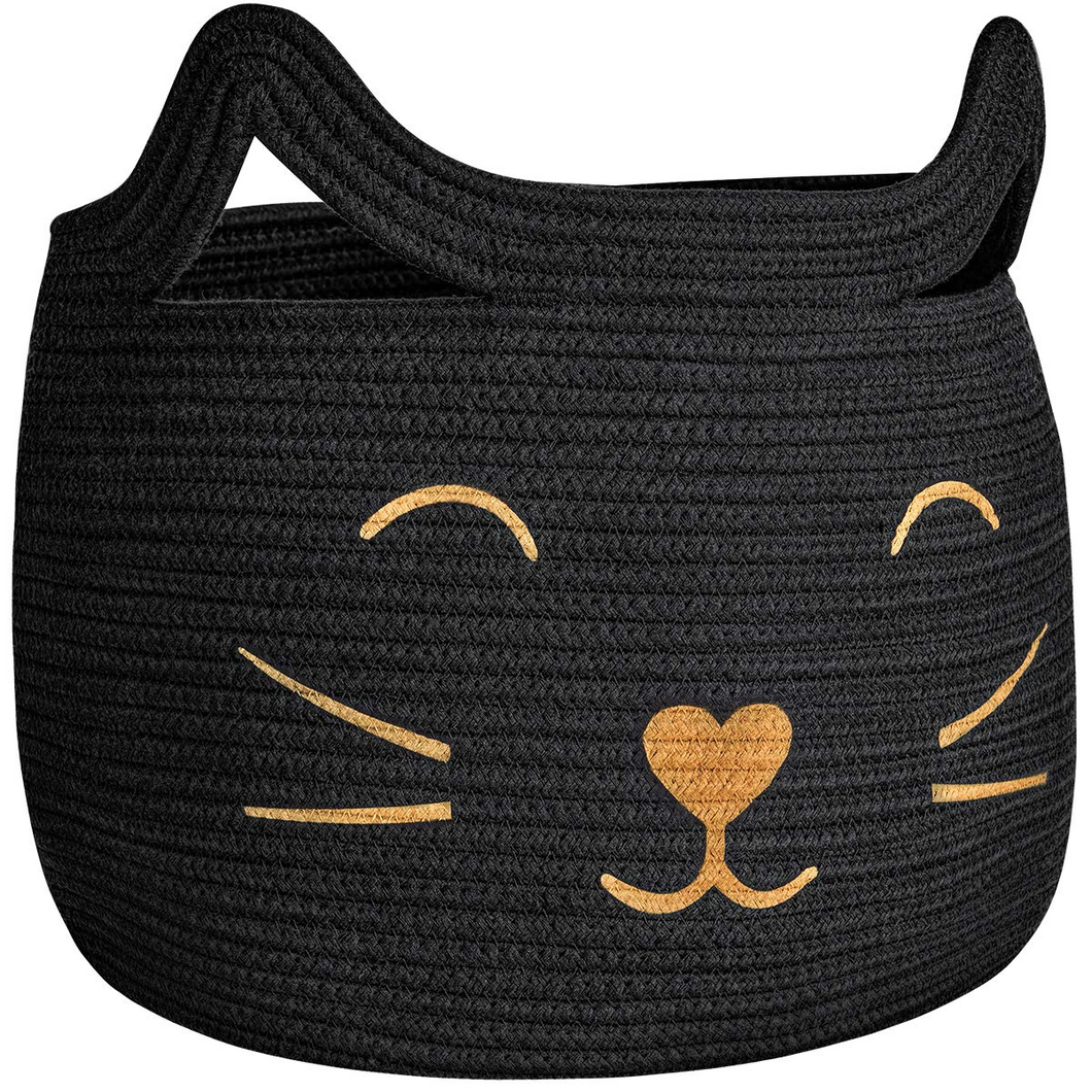 Large Woven Cotton Rope Storage Basket, Black