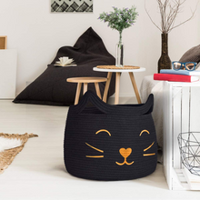 Load image into Gallery viewer, Large Woven Cotton Rope Storage Basket, Black
