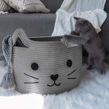 Load image into Gallery viewer, Large Woven Cotton Rope Storage Basket, Gray
