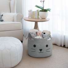 Load image into Gallery viewer, Large Woven Cotton Rope Storage Basket, Gray

