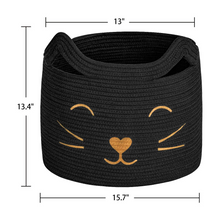 Load image into Gallery viewer, Large Woven Cotton Rope Storage Basket, Black
