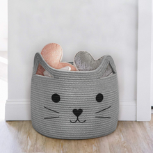 Load image into Gallery viewer, Large Woven Cotton Rope Storage Basket, Gray
